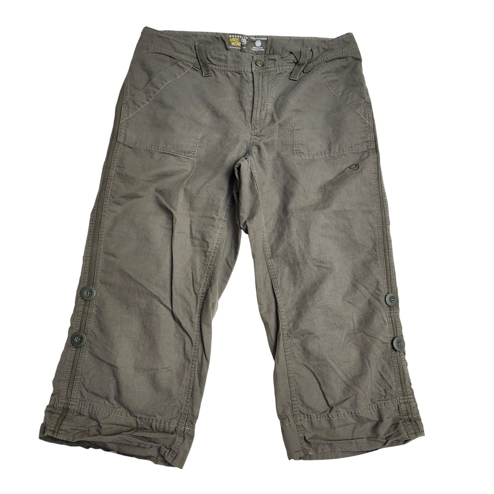 Mountain Hardwear Womens Hemp Cotton Utility Capri Pants Olive Green Size 10